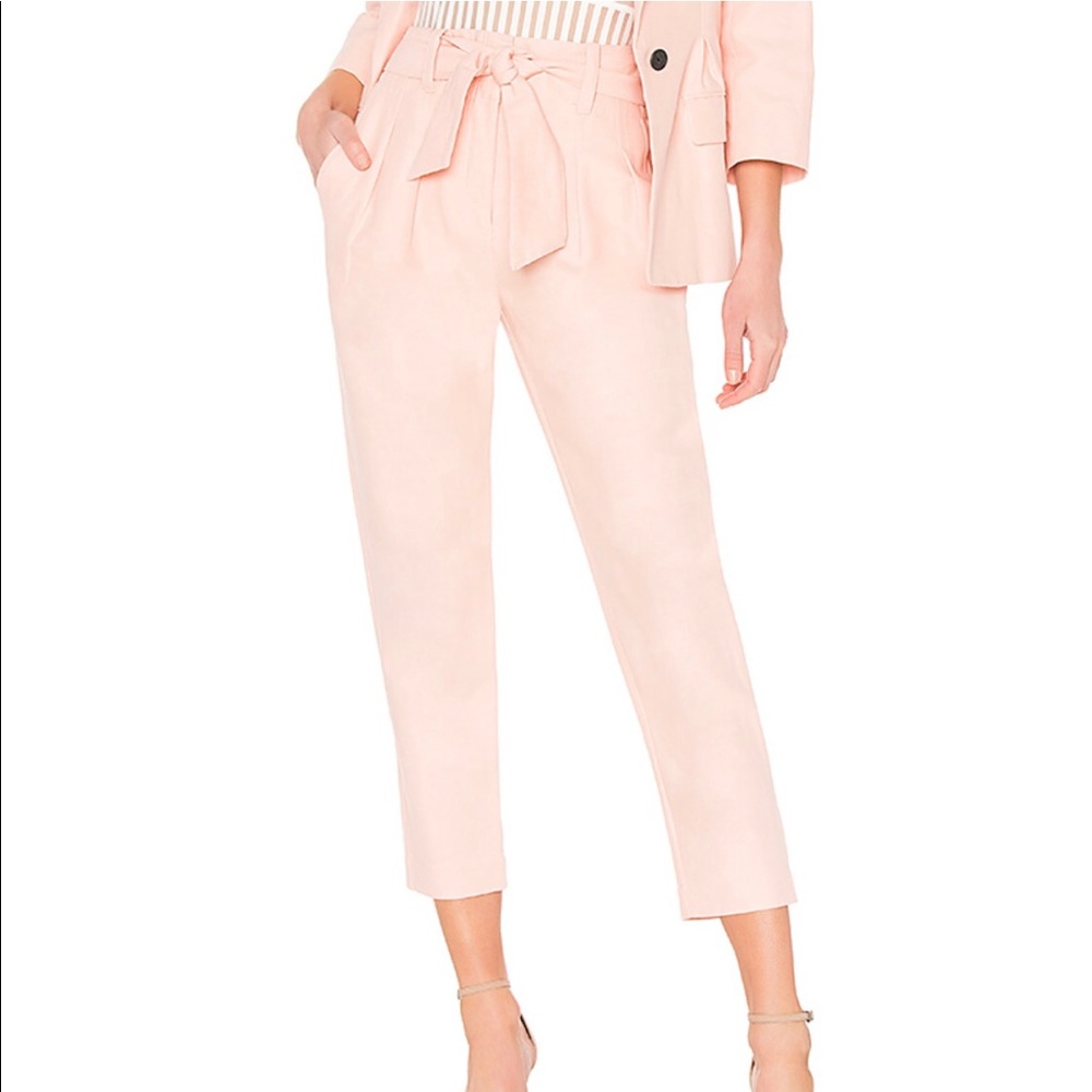 High-Rise Tie-Waist Cropped Pants - Blush Pink